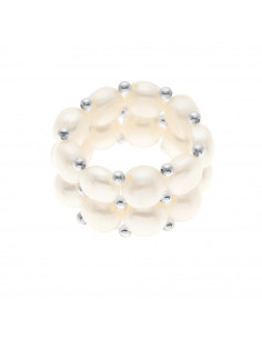 Bague 2 Rangs Perles de Culture 4 mm - 4 Coloris - LENA