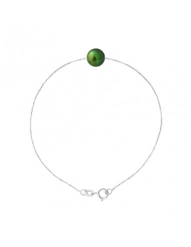 Bracelet Chaîne Perle de Culture Ronde 6 mm en Argent 925 - 6 Coloris