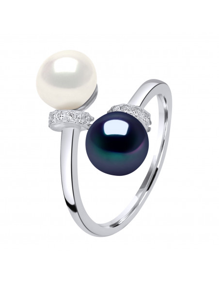 Bague Perle de Culture en Argent 925 et Oxydes de Zirconium - ANGELE