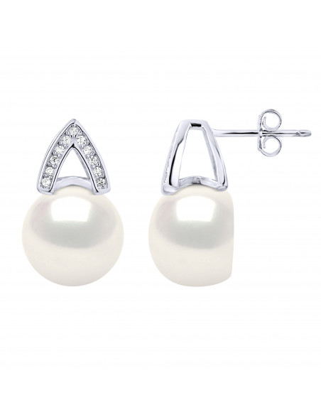 Boucles d'Oreilles Perles de Culture et Oxydes de Zirconium - Argent 925