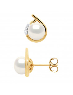Boucles d'Oreilles Joaillerie en Or, Diamants et Perles...
