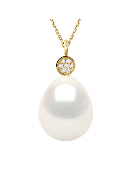 Collier en Or et Diamants Perle de Culture 10 mm - 2 Coloris
