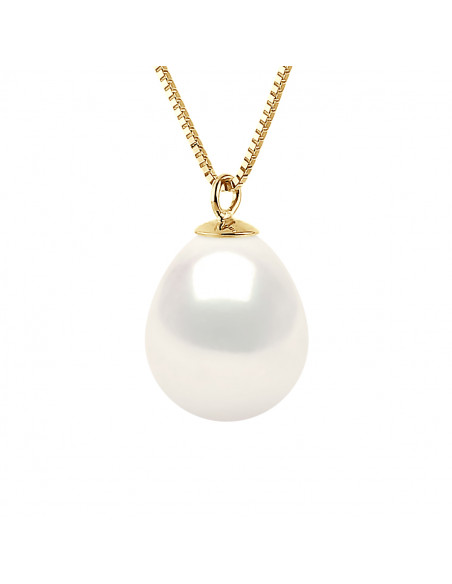Collier en Or Jaune ou Or Blanc et Perle de Culture Poire 9-10 mm - 5 Coloris