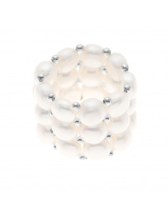 Bague 3 Rangs Perles de Culture 4 mm - 6 Coloris