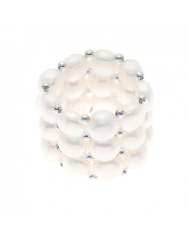 Bague 3 Rangs Perles de Culture 4 mm - 6 Coloris