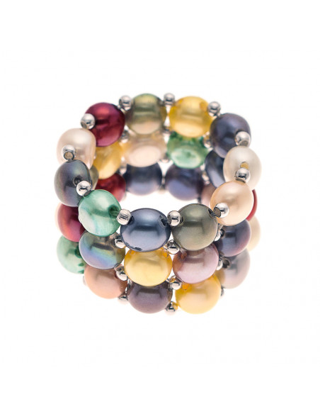 Bague 3 Rangs Perles de Culture 4 mm - 6 Coloris