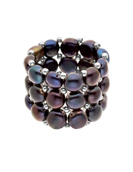 Bague 3 Rangs Perles de Culture 4 mm - 6 Coloris