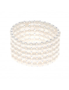 Bracelet Manchette 5 Rangs Perles de Culture 4 mm - 6...