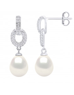 Boucles d'Oreilles Perles de Culture et Oxydes de...