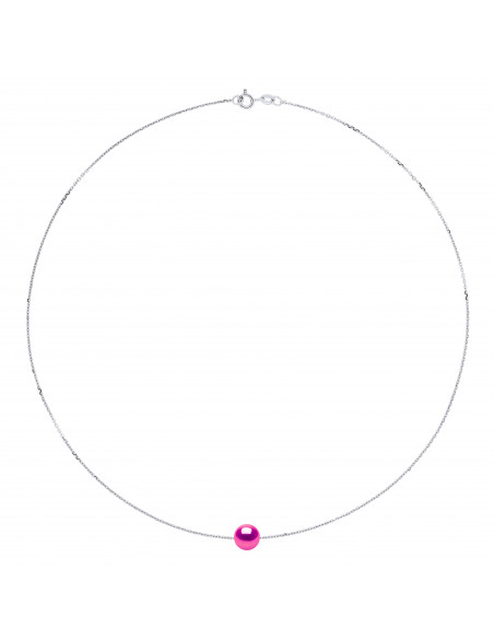 Collier Chaine Perle de Culture Ronde 8 mm en Argent 925 - 5 Coloris