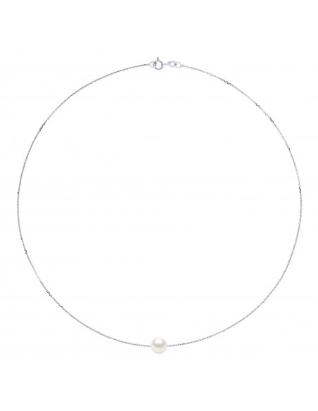 Collier Chaine Perle de Culture Ronde 8 mm en Argent 925 - 5 Coloris